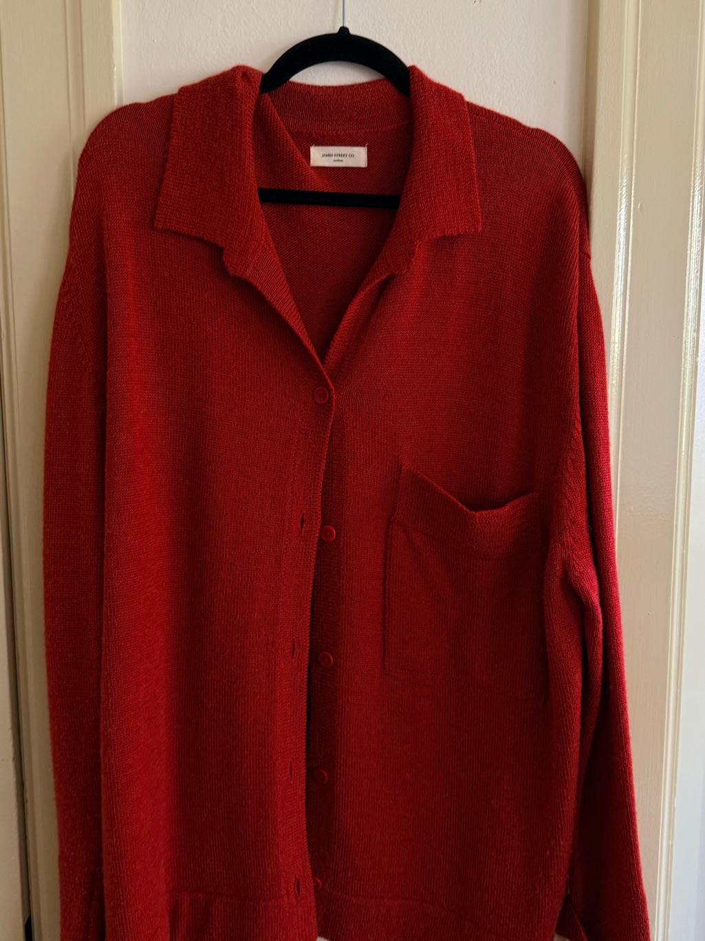 James Street Co Women's Red Button-Front Knit Sweater Cardigan